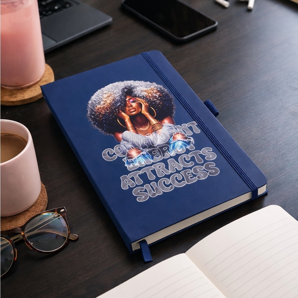 Blue Notebook “Confident Energy Attracts Success” with Inspirational Cover